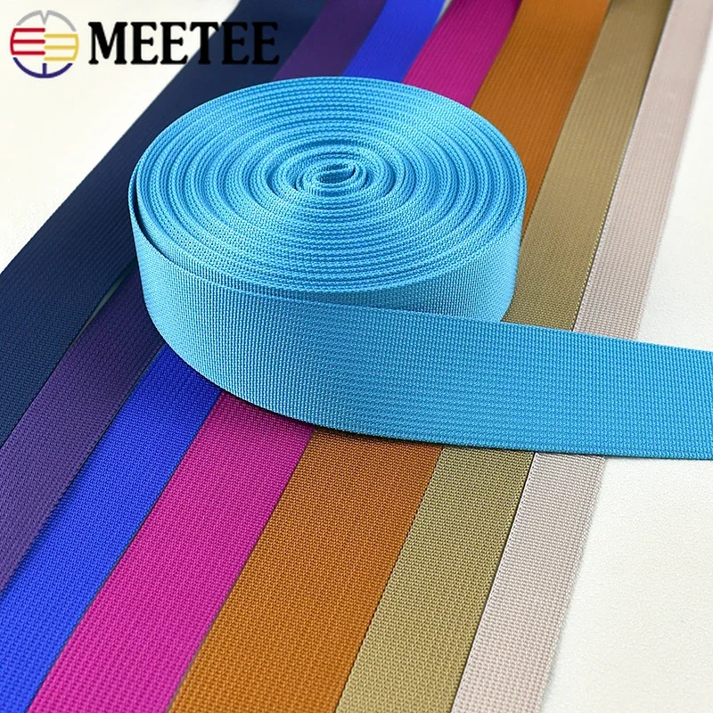 Meetee-Fita de Nylon Webbing para Bag Strap, Mochila Band, Cinto de segurança, Fita de bagagem, Acessórios de costura DIY, 20mm, 25mm, 32mm, 38mm, 50mm, 5m