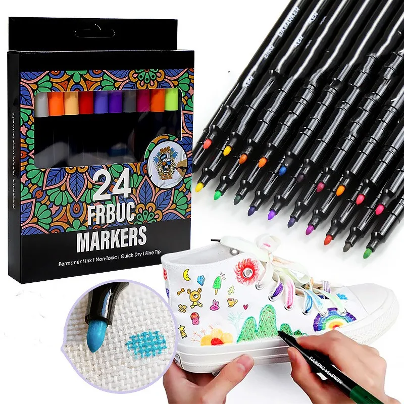 24 Colors Fabric Marker Washable and Non-fading for All Kinds of  Material Surface Painting DIY Graffiti  Art Supplies