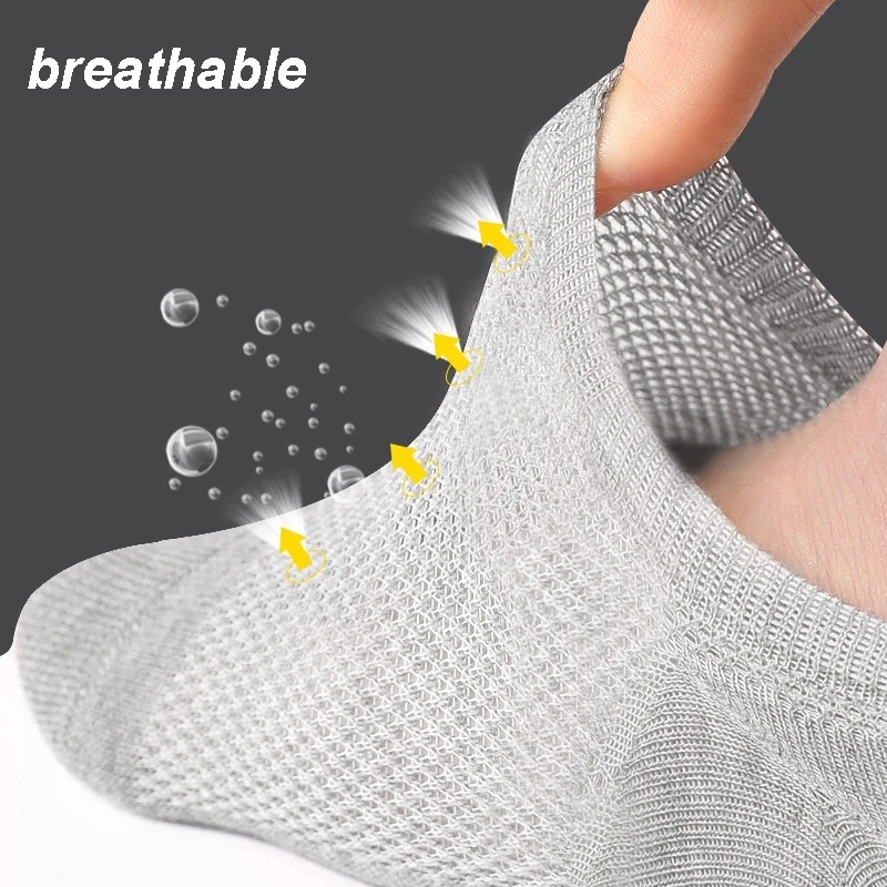 5/10 Paar Bambusfasersocken, Sommer, unsichtbare Socken, kurze Strümpfe, Netzsocken, atmungsaktive und lässige Bootssocken, Größe 37–44 – Detail 6