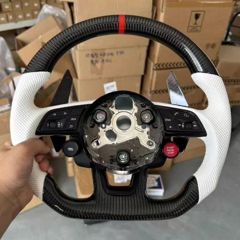 A4 B9 A5 A6 A7 Q3 Q5 Q7 Carbon Fibre Steering Wheel Leather Steering Wheel Flat Bottom Steering Wheel For Audi A3 8V