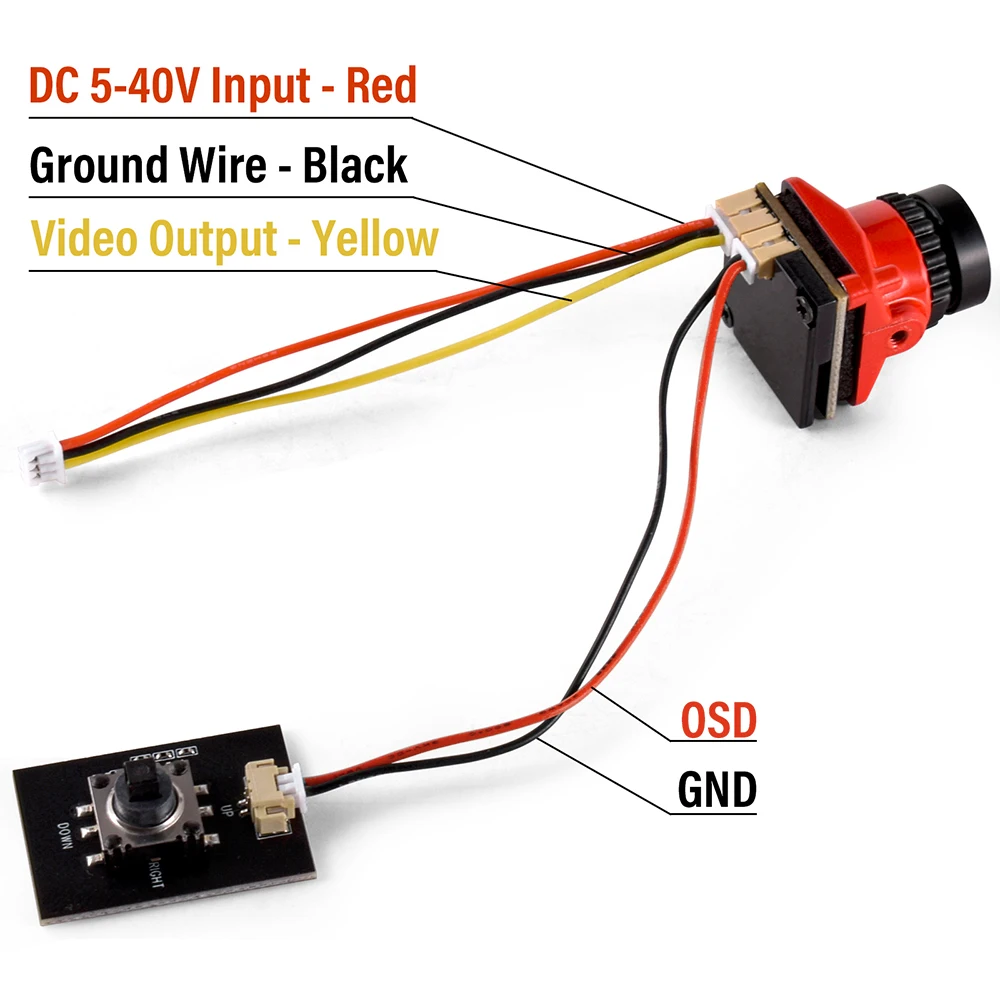 FPV Camera 1800TVL 5MP 2.1mm 1/8 inch Starlight Sensor 5V-40V NTSC/PAL with OSD Internal for RC FPV Racing Drone DIY Parts