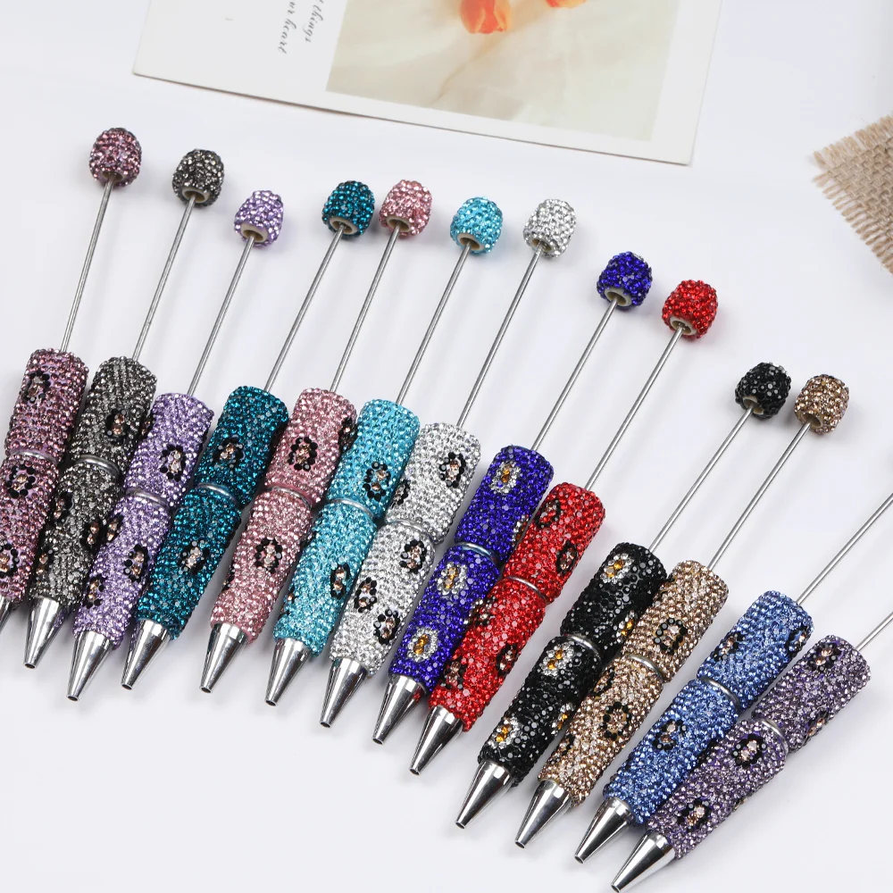 Cordial Design 10Pcs 16*154MM Jewelry Accessories/Cute Plastic Pens/Leopard Print/Rhinestone Pen/Beadable Pen Findings #17693