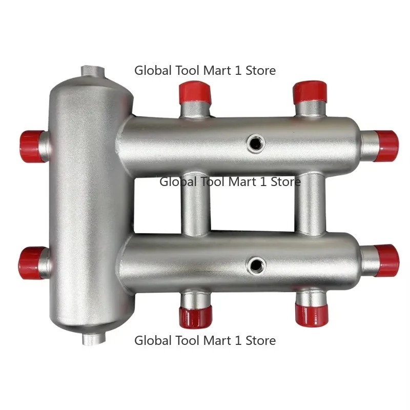 Hotel Use Underfloor Heating Manifold Stainless Steel 2-Way G01 Inch 60mm Separator 89mm Header Primary Secondary