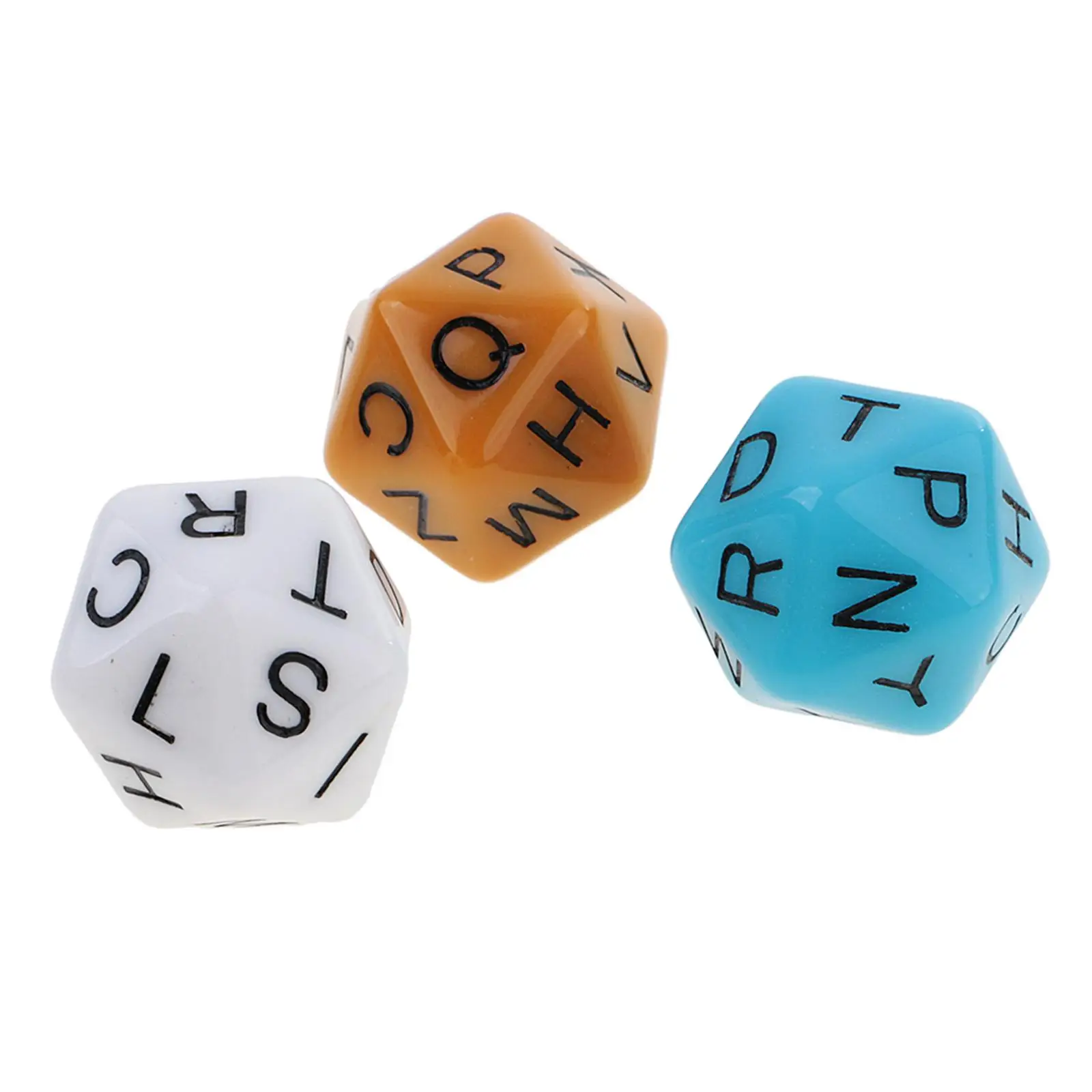 Party Playing Dice Colorful 20 Sided Polyhedral Plastic English Letters Dice for Family Game Night
