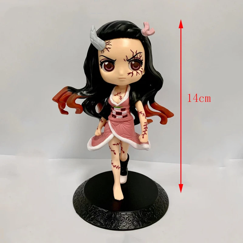 Anime Demon Slayer Figure Nezuko Tanjirou Zenitsu Inosuke Kyoujurou Giyuu Kawaii Qposket Figural PVC Model Toy Collect Gift