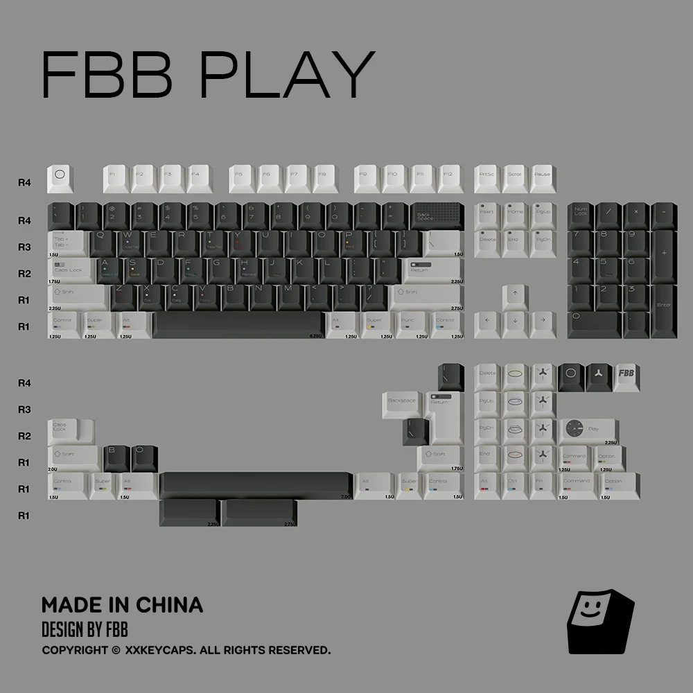 FBB Keycaps Music Player Simple Style Mechanical Keyboard Key Caps Magnetic Axis Personality Gary DIY Accessories 1.7mm Thick