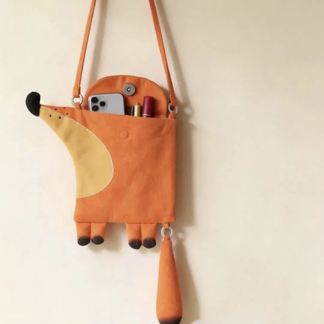 Three-Color Patch Fox Cartoon Phone Crossbody Bag, New Design Versatile Shoulder Bag, Cute Unique Sling Purse
