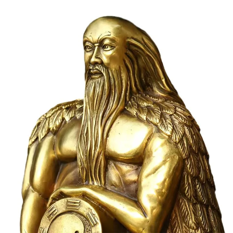 นั่งของ Fuxi ราชาแห่งทองเหลือง บรรพบุรุษ มนุษยชาติ งานฝีมือตกแต่งบ้าน รูปปั้นทองแดง