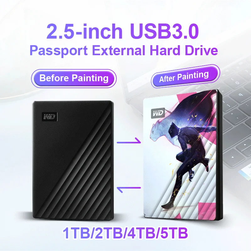 My Passport Portable External Hard Drive 1TB 2TB 4TB 5TB USB 3.0 HDD With Backup Software Password Protection For Laptop USE