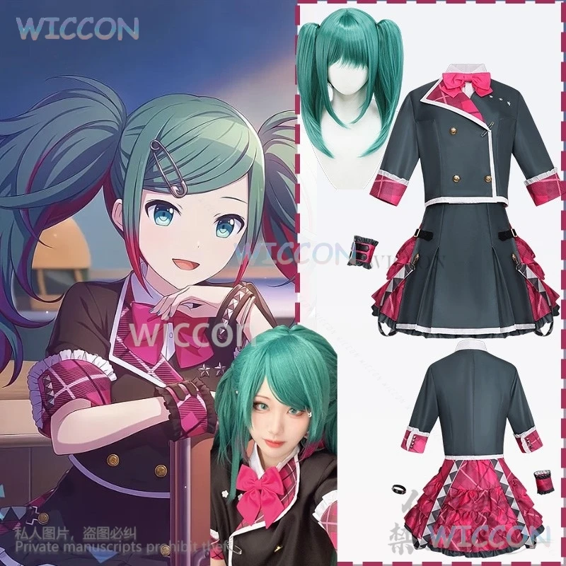 

Anime Game Project Sekai Cosplay Mikuuu Costume Leo Need Uniform Hot Pink Jirai Kei Girls Dress Plaid Skirt Lolita Customized