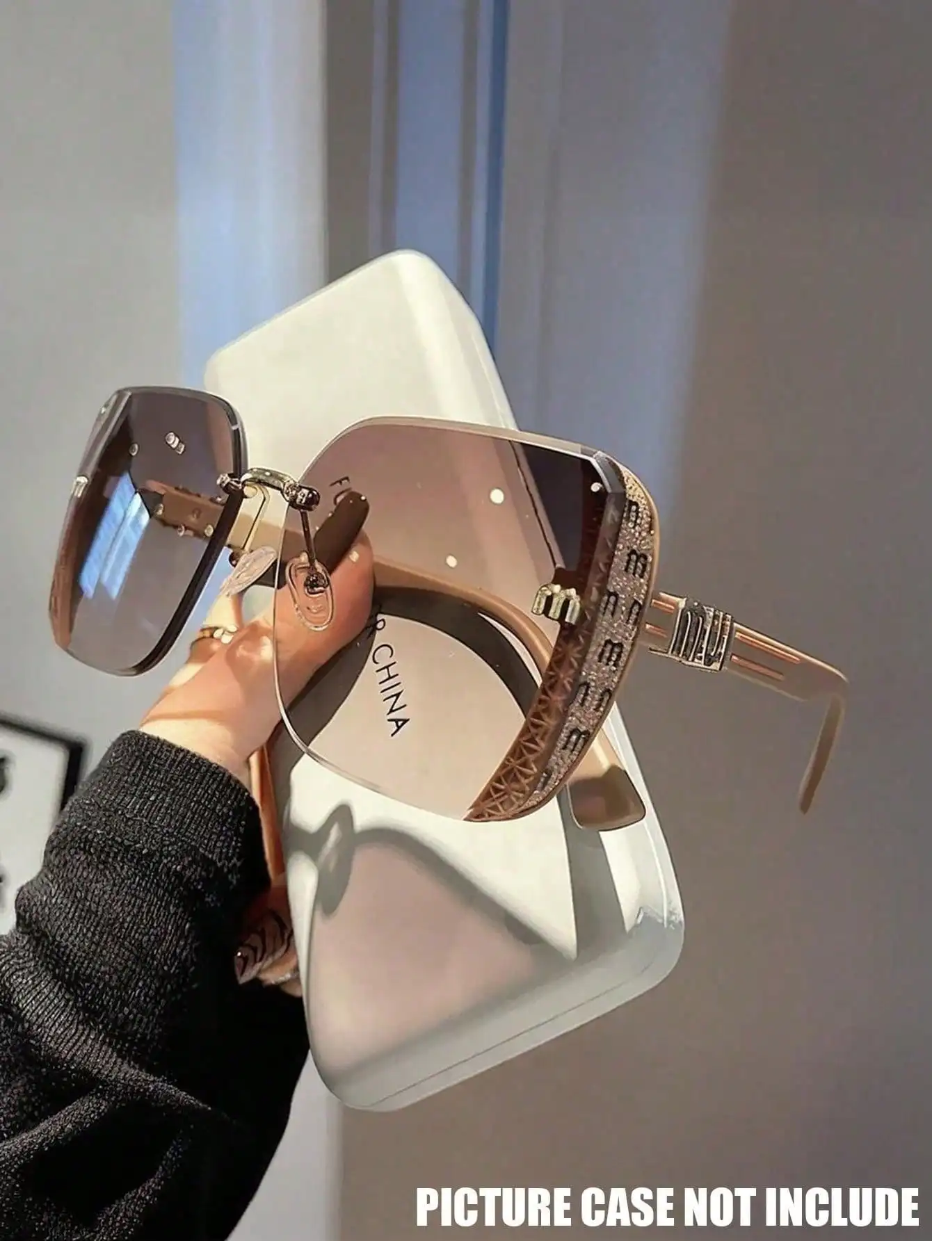 1pc Luxury Square Frame Fashion Glasses, European & American Style Versatile Glasses For Women