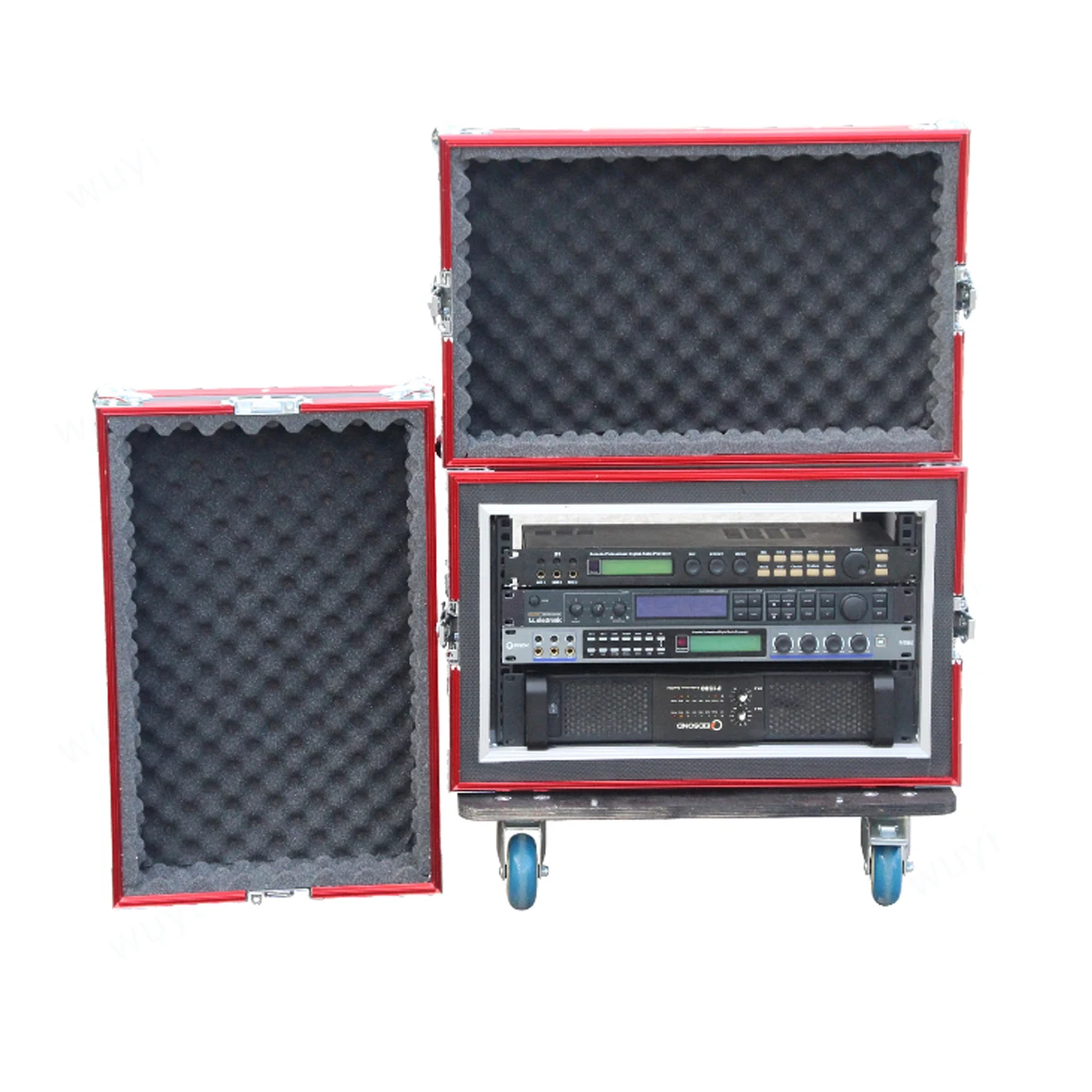 Imagem -04 - Voo à Prova de Choque com Rodas Gabinete de Microfone Caixa de Chassi de Liga de Alumínio Amplificador de Potência Tamanho Personalizado 8u 10u 12u Case de