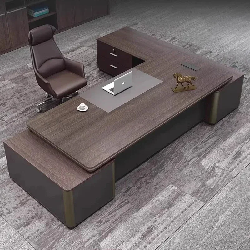 

Удобный современный офисный стол середины века, роскошный босс, компьютерные столы из темного дерева, мебель для руководителя, кабинета, дома