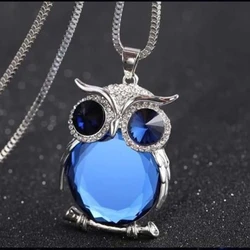 New Vintage Owl Design Rhinestones Crystal Pendant Necklace for Women Sweater Chain Necklaces Jewelry Clothing Accessories Gifts