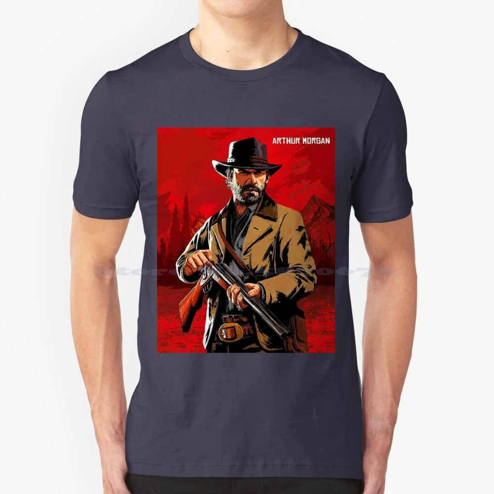 Arthur Morgan Shotgun T Shirt 100% Cotton Tee Arthur Morgan Cowboy Rdr Gaming Western Ps4 Gamer Games Horse John Marston 2 Hat