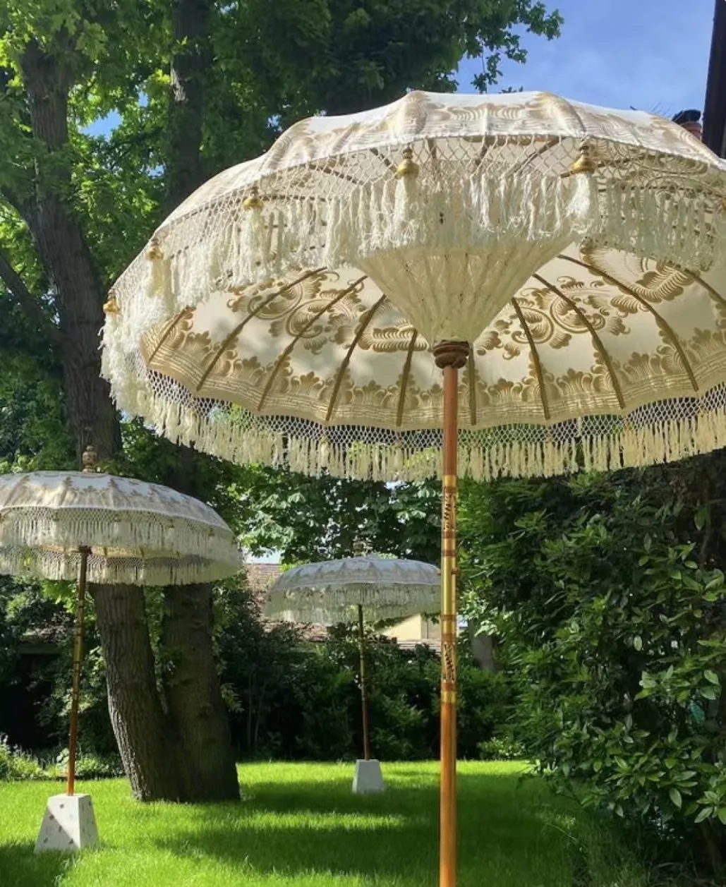 رائجة البيع قماش خشبي مقاوم للماء فناء بركة حديقة خشبية في الهواء الطلق شاطئ مظلة الشمس مع شرابة