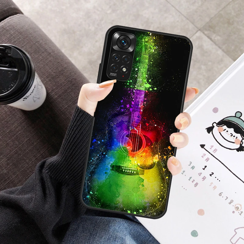 Custodia per chitarra per strumenti musicali Rock per Xiaomi Redmi Note 11 10 9 8 12 Pro 10S 11S 12S Cover per Redmi 9 10 10A 9C 10C 12C
