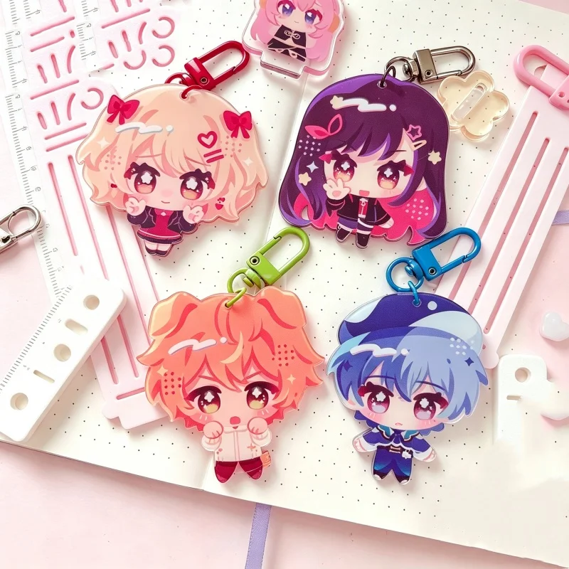 Project SeKai ViVid Bad SQuad Acrylic Keychain,Q Version Anime Character Key Ring, Collectible Charm Gift for Game Fans
