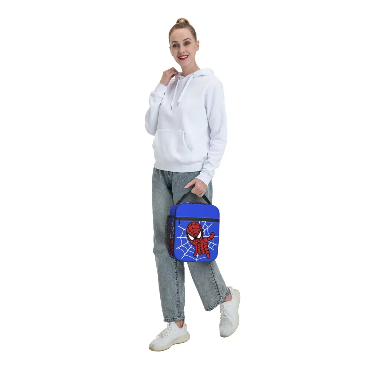 Spider Man Web Jump Lunch Bag For Unisex Lunch Box Cute School Cooler Bag Portable Zipper Waterproof Tote Food Bags