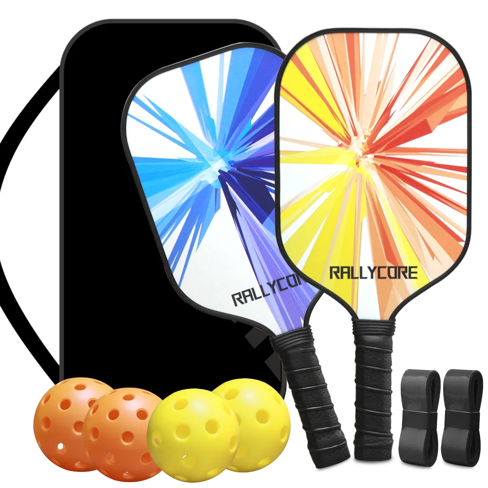 

Pro Fiberglass Pickleball Paddles Set for Players of All Ages, 2 Paddle Rackets with Poly Honeycomb Core, Carry Bag