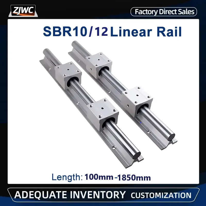 Linear Rail Set SBR10/12  Linear Guide+ Block Bearing SBR10/12UU SBR10/12LUU plate/steeln For CNC Parts