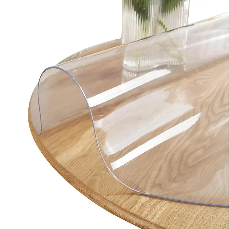 50 60 80cm Clear Round Table Mat 0.7mm Waterproof PVC Tablecloth Protector Transparent Desk Pad Dining Table Cover Home Decor view 3