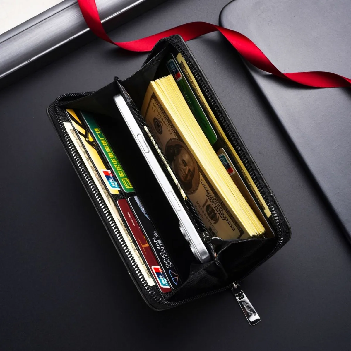 Cartera larga con cremallera para hombre, tarjetero multitarjeta, tarjetero a la moda para hombre, bolso de mano multifuncional de gran capacidad, nuevo estilo