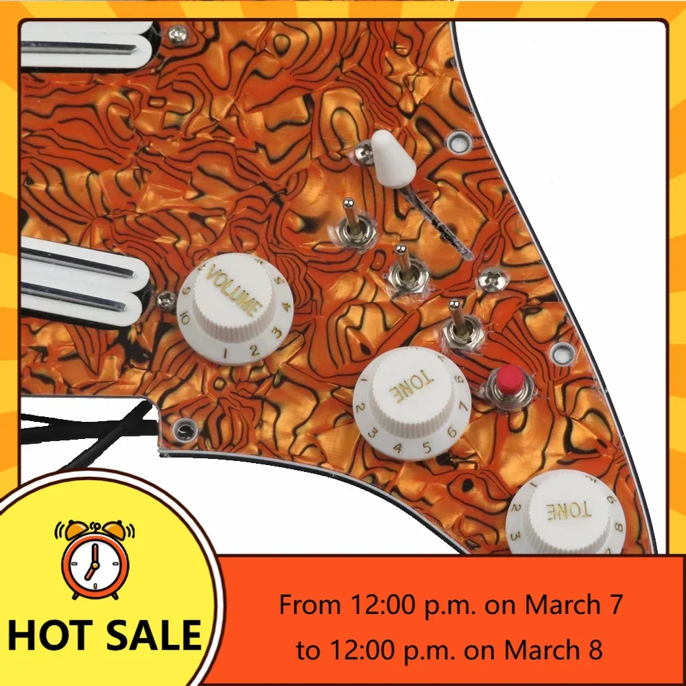 Q-X- Tienda de música--Nuevo golpeador de ónix naranja pastilla blanca pista de calor dual pastilla Humbucker versatilidad golpeador precableado