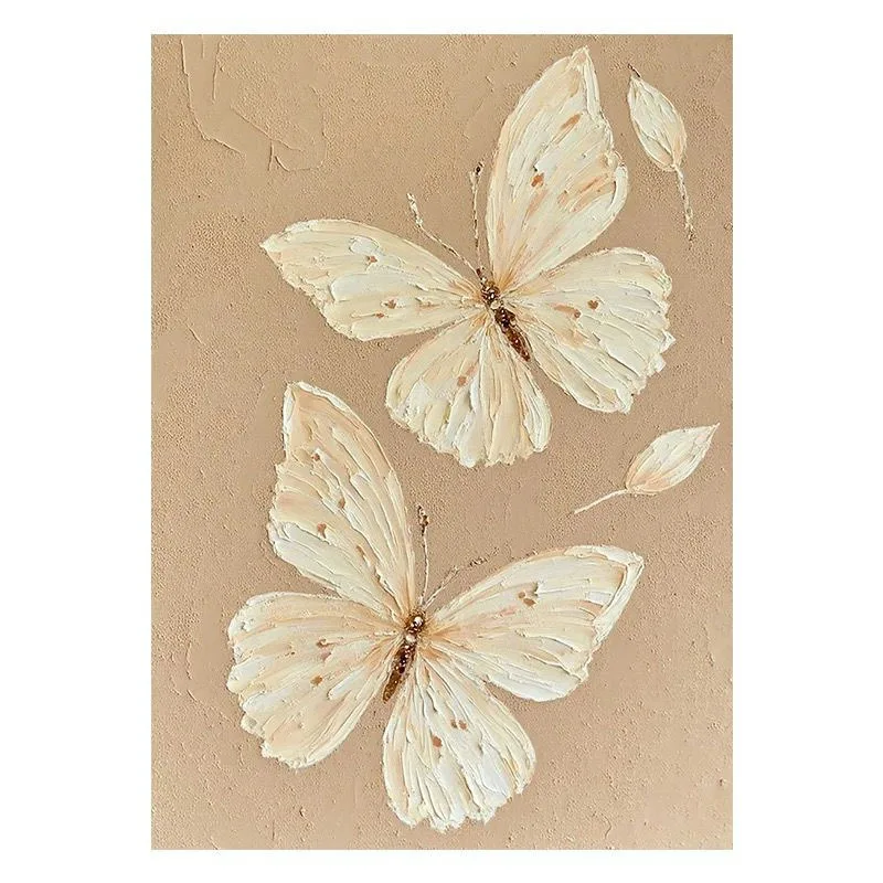

Pure hand-painted oil painting, cream wind butterfly texture painting, living room bedroom decoration painting, sandstone three-