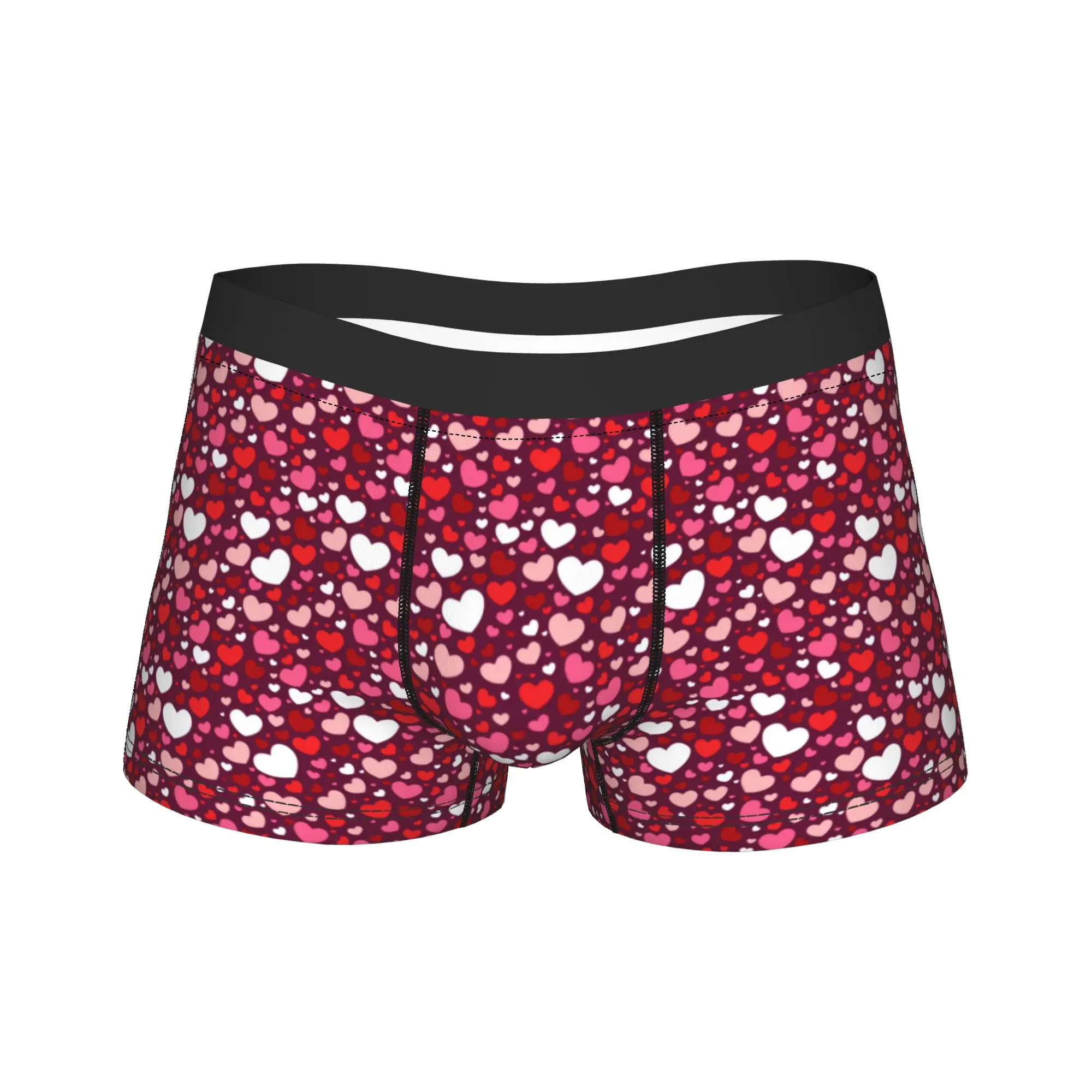 Valentine Hearts Seamless Pattern Shorts Briefs  Underwear Quality Man Classic Trunk Printing Oversize Panties