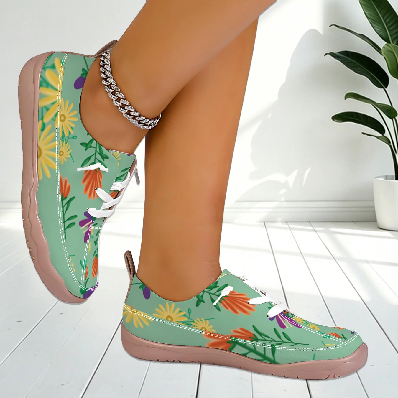 Casual Shoes Floral Print Wide Toe Box Flat Structure Countryside Comfort Style Outdoor Walking Travel Daily Leisure Women view 3
