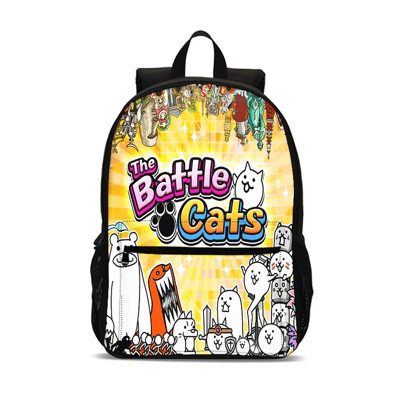 حقيبة ظهر The Battle Cats مقاس 47 سم/18.5 بوصة حقيبة مدرسية ذات سعة كبيرة حقائب كتب للطلاب حقيبة ظهر للكمبيوتر للبنين والبنات أفضل متحركة