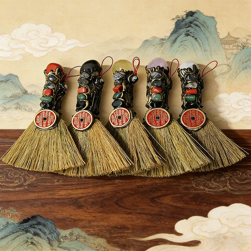 7 Chakra Feng ShuiFeng Shui Broom With Wealth Attraction & Good Luck Blessing,  Negative Energy Cleansing Handmade Lucky Char