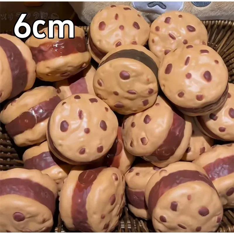 Chocolate Cookie Squishy Stress Ball 6CM Crunchy Squeeze Toy Round Blocks Filled ASMR Anti Stress Release Hand Relax Gift Toy