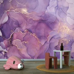 Contact Wall Art Papers Home Decor Self Adhesive Wallpaper for Living Room Purple Watercolor Marble Painting TV Background Mural