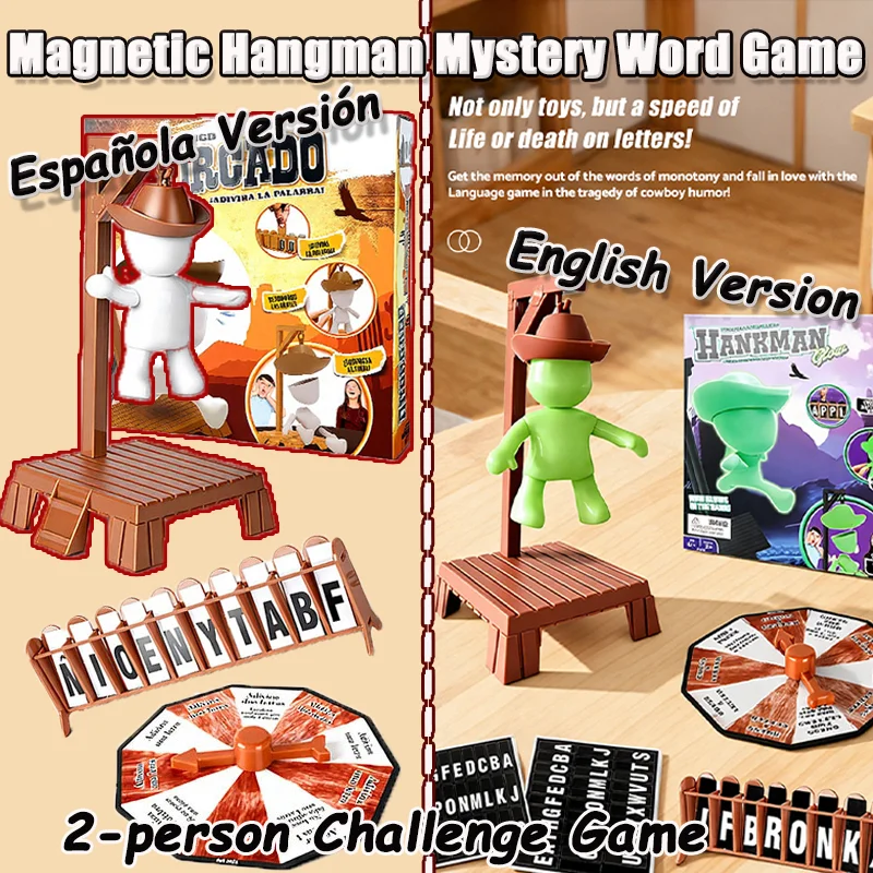 مضحك المغناطيسي Hangman سر كلمة لعبة 2-شخص التحدي لعبة المغناطيسي شماعات سر الأسرة جمع لعبة لعبة عيد الميلاد 2025