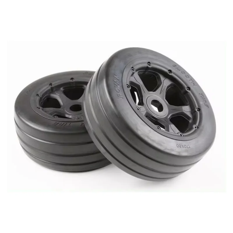 Front Wheels On-Road Racing Slick Tires Mounted on Strong 5-Spoke Rims 24mm Hex for HPI Rovan Baja 5R 5B