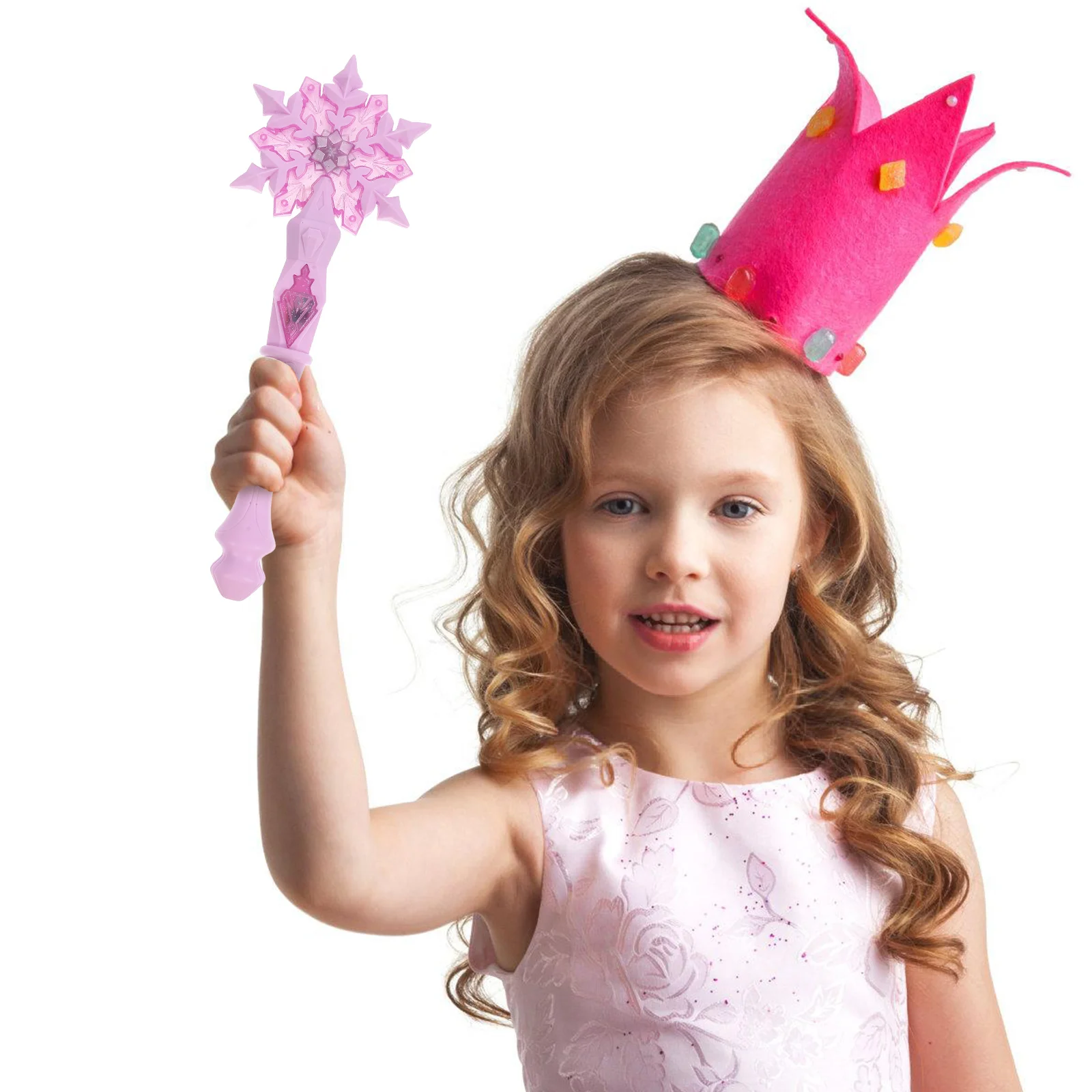 Flocon de neige lumineux princesse pour filles, fournitures de fête d'anniversaire, Design lumineux, Cosplay en plastique facile pour enfants, 1 pièce