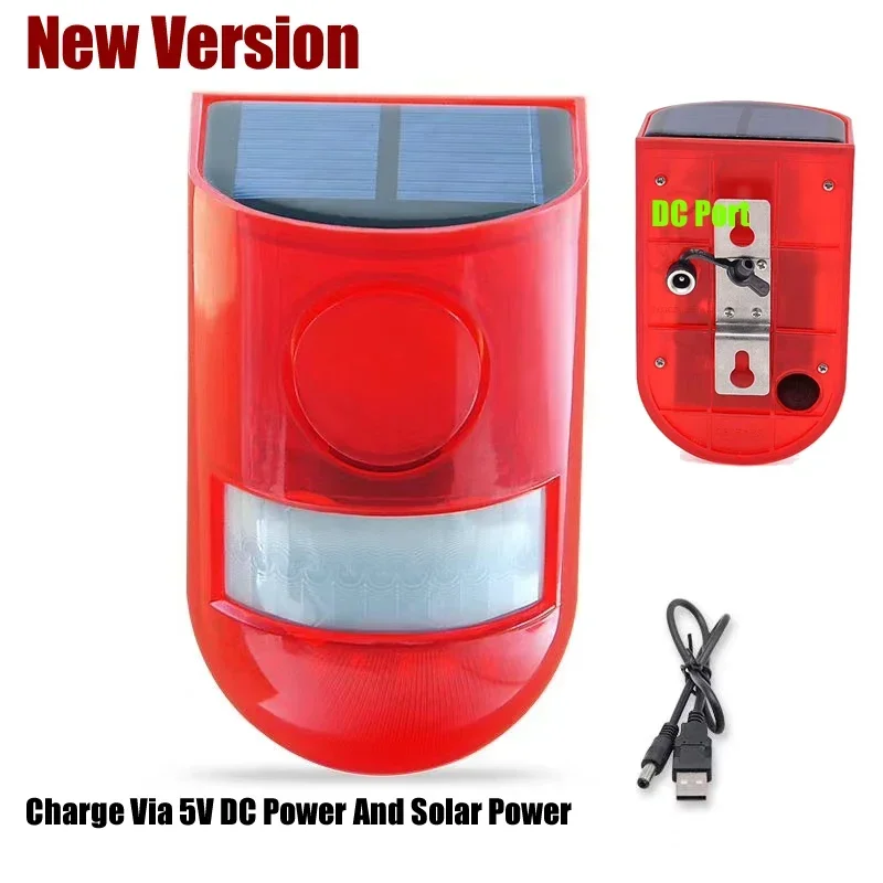 Solar Lamps Infrared Motion Sensor Alarm Siren Strobe Light For Home Garden Carage Field Wild Animals Security Alarm Salor Lamp