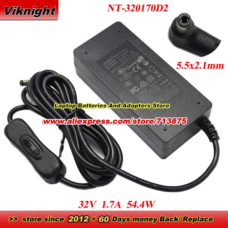 

NT-320170D2 AC Adapter 32V 1.7A 54.4W Charger With 5.5x2.1mm Tip Power Supply