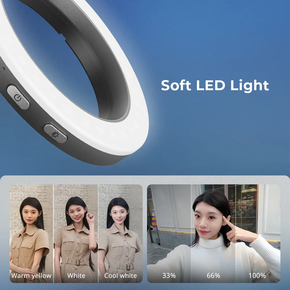 SmallRig Vibe P30 67mm Ring LED Video Light Lightweight Ring Fill Light for Camera Smart Phone 440mAh Portable mini Light 4873