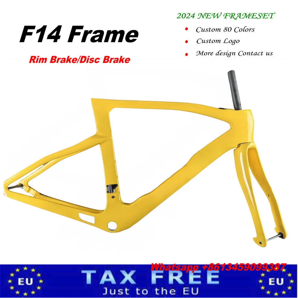 New Road Bicycle Frame F14 Carbon Bike Frameset Disc Brake Internal Cable Bike Frame Bike Handlebar XDB shipping 100 Colors