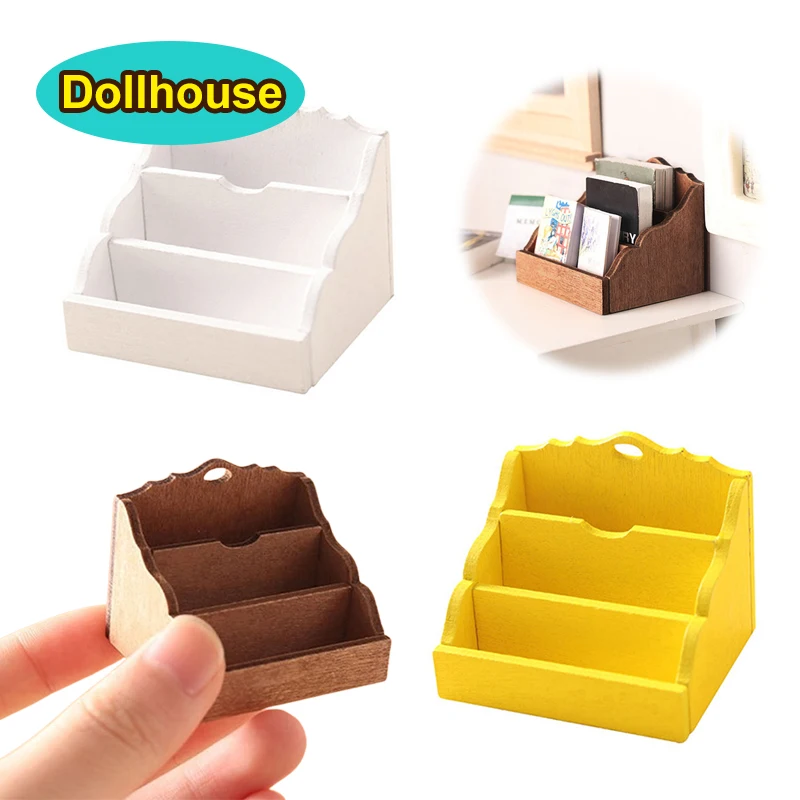 1:12 Puppenhaus Miniatur Desktop Storage Rack Organizer Box Bücherregal Home Modell Dekor Spielzeug Puppenhaus Zubehör