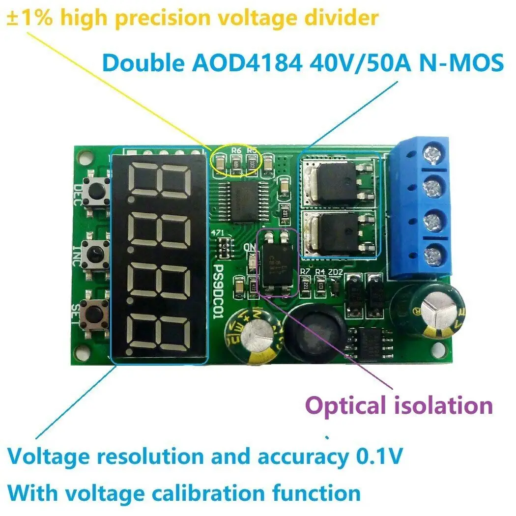 DC 6-30V 15A Battery Discharge Protection Module Multipurpose Battery Discharge Protector Lead-acid Lithium Battery Module Board