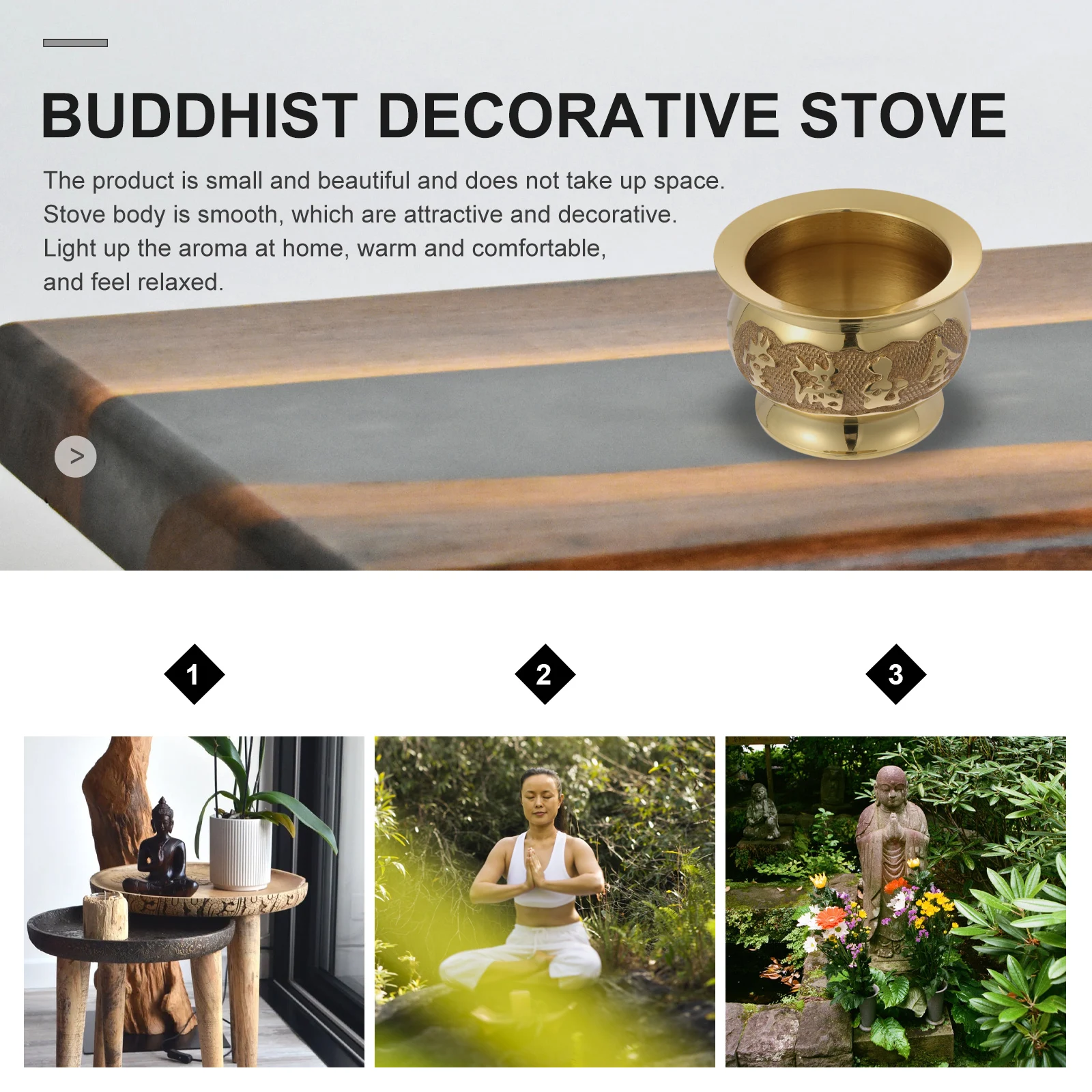 

1pc Copper Incense Retro Elegant Bowl Shaped Home Decor Supply Warm Incense Burner Relaxation