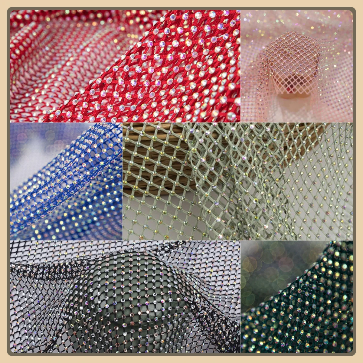 

Роскошная цветная контрастная бриллиантовая сетчатая эластичная ткань для женского платья, вечернее платье на заказ, высококачественный материал, украшенный стразами