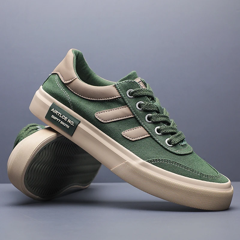 2025 Men Canvas Sneakers Fashion Spring Autumn Casual Platform Lace Up Flats Shoes Non-slip Wear-resistant Sports Shoes SS24843