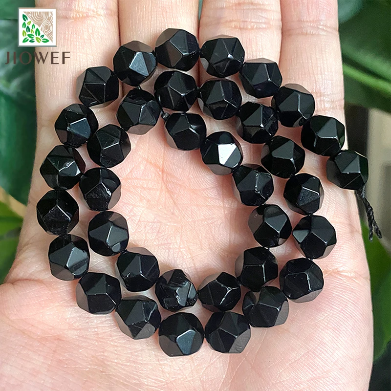 6/8/10mm Faceted Smooth Black Agates Onyx Spacers Loose Beads DIY Bracelet Accessories for Handmade Jewelry Making 14\