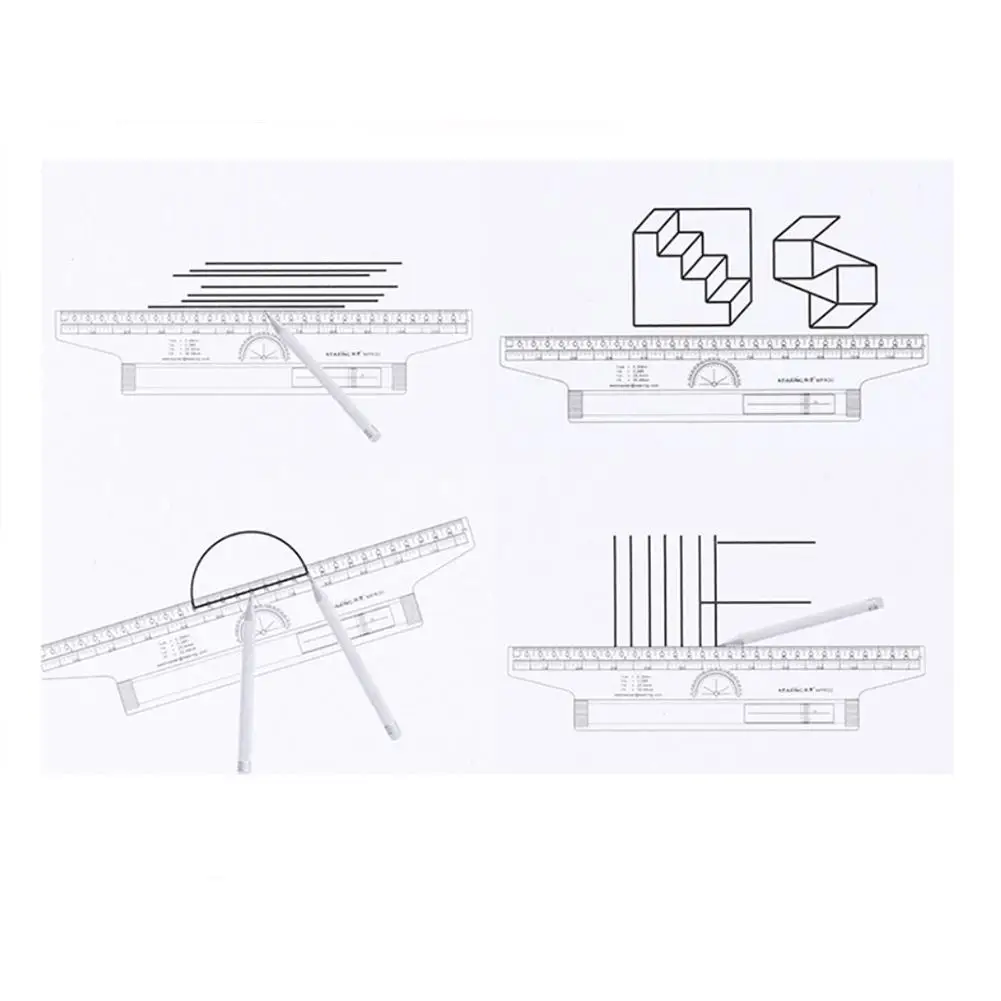 Regla paralela de dibujo multifuncional, regla de empuje rodante paralelo, regla de escala transportador, regla, regla rodante, regla paralela, 1