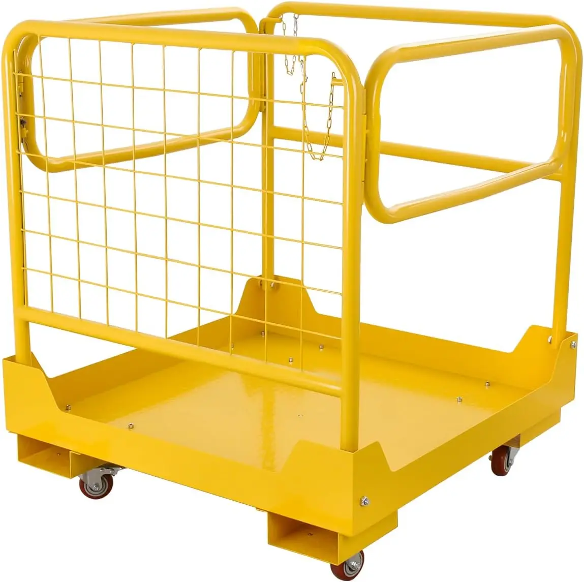 Forklift Safety Cage 36''x36'' Forklift Work Platform 1200 LBS Capacity with 4 Universal Swivel Wheels Collapsible Lift Basket